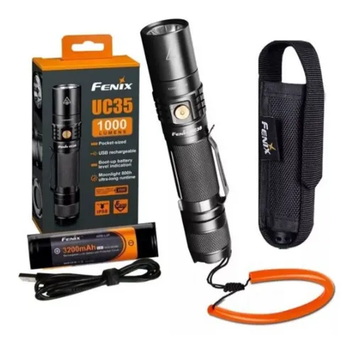 comprar Linterna De Mano Fenix Uc35 Recargable Led 1000 L Tactica Color de la linterna Negro Color de la luz Blanco