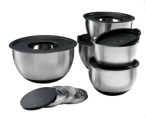 Sagler Acero Inoxidable Mixing Bowls Conjunto De 5, Con Tapa