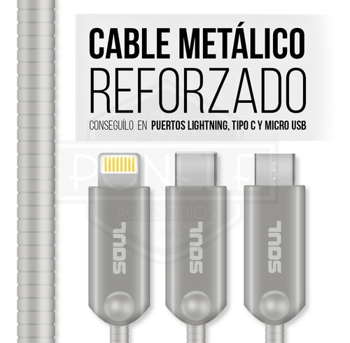 Cable Cargador Usb Micro Usb Iron Flex Reforzado Metalico