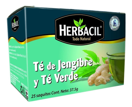 Té De Jengibre Y Té Verde C/25 Sobres Herbacil (broncolin)