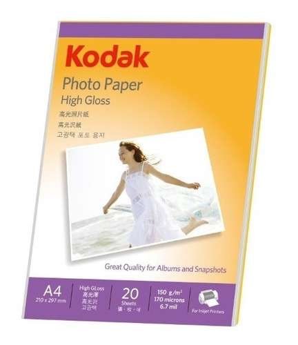 40h Papel Kodak Super Glossy Premium A4 150gr Pa-ko-150a4-20