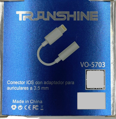 Cable Adaptador Lightning Para Auriculares 3.5mm Hembra Bco