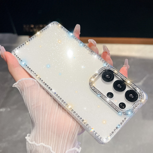 Funda Con Borde Transparente Con Purpurina Y Diamantes De Imitación Para Samsung S25 Ultra S25 +