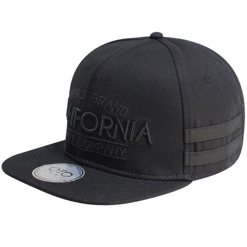 Gorra California Bordado Snapbacks Visera Plana Negra Algodo