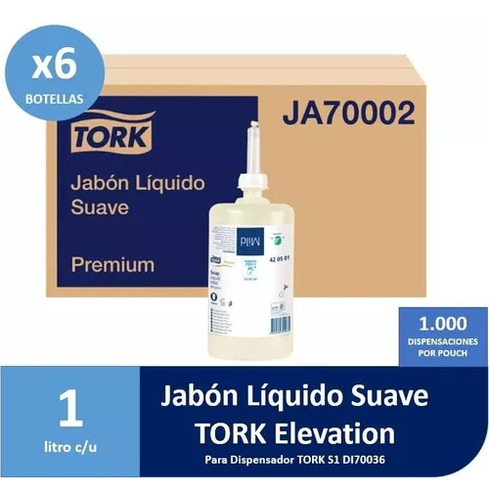 Jabón Líquido Suave Premium Tork Elevation 6 X 1000 Ml.