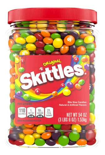 1 Bote (1.53kg) De Skittles Sabor Original Importados