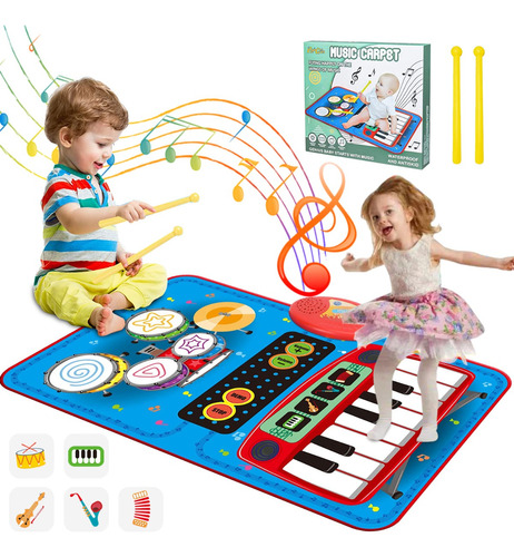 Alfombra Musical Piano Y Tambor Juguete Para Niños 70x45cm
