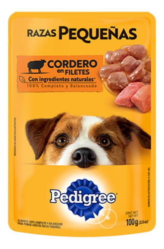 Alimento Pedigree En Filetes para perro adulto de raza  pequeña sabor cordero en sobre de 100g