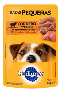 Alimento Pedigree En Filetes para perro adulto de raza pequeña sabor cordero en sobre de 100g
