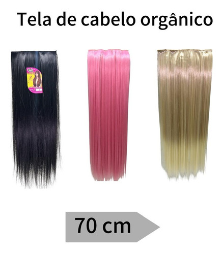 Apliques De Cabelo Tic Tac Fibra Orgânica 70cm Loiro