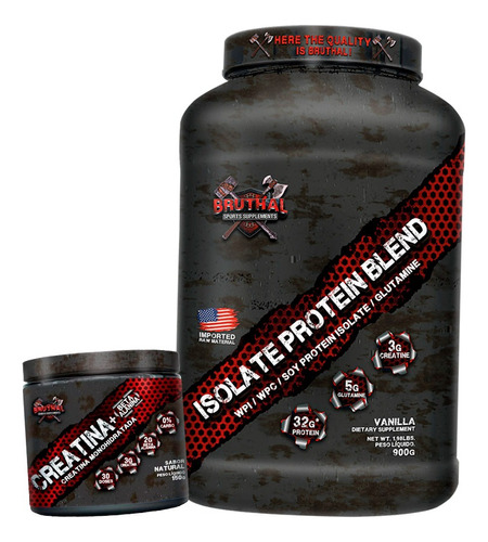 Whey Isolate Blend 900g + Creatina C/ Beta Alanina - Bruthal Sabor Cookies