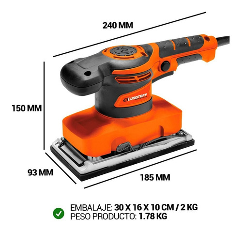 Cepillo Electrico Lusqtoff 620w + Lijadora De Mano Orbital