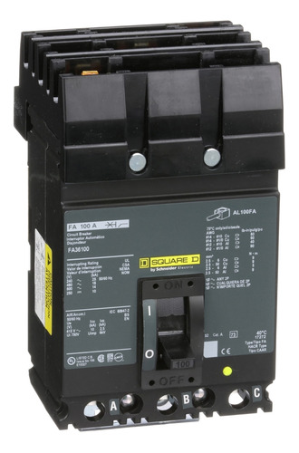 Fa36100 Circuit Breaker, Fa, 600v, 100a, 3 Polos