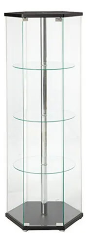 Vitrina Hexagonal De Vidrio Tradicional Con Estantes Redondo
