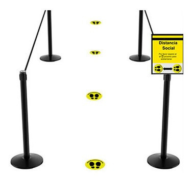Cartel Calco Piso Pack X4 Distanciamiento Social 28cm