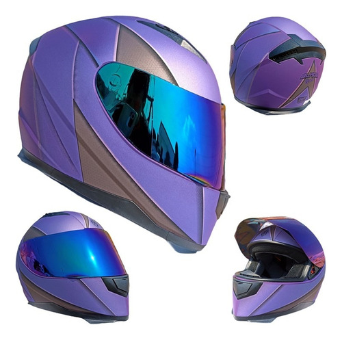 Casco Moto Morado Mujer Kov Blade Certificado Cerrado Ns Rs 