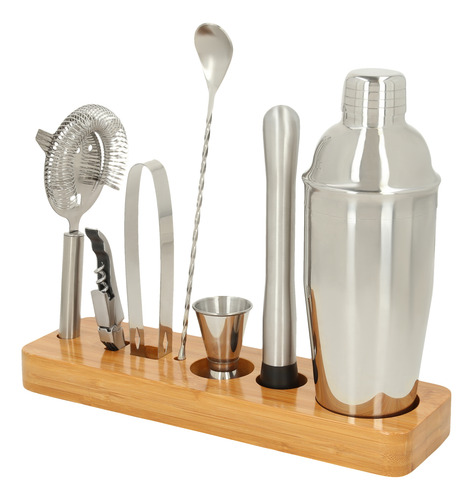 Set De Preparación De Bebidas Con Base De Madera Sólida.