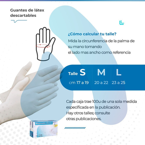 Imagen 8 de 10 de Guante De Latex Descartable X 100u Examinacion S C/ Anmat
