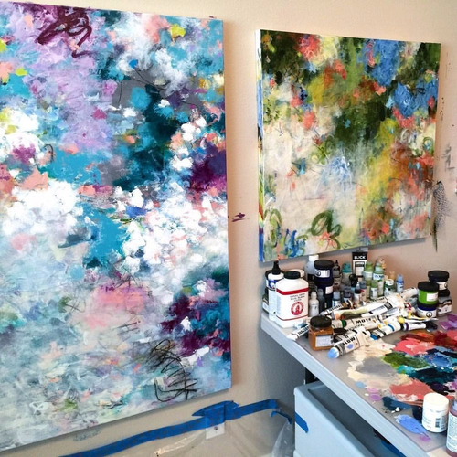 Imagem 4 de 5 de 3 Quadros Pintura Flores Pintado Á Mão - 50x70 - Lindos