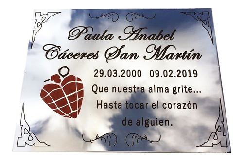Imagen 3 de 10 de Placa Recordatoria Para Cementerio, 20x15cm Personalizada.