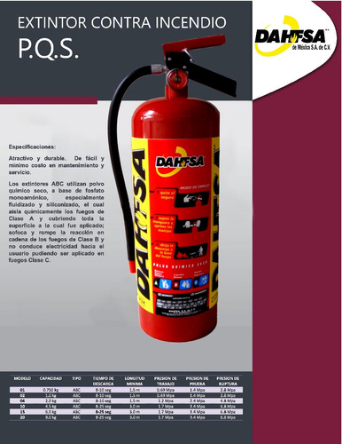 Imagen 5 de 5 de Extintor Dahfsa Pqs Clase Abc Recargable Extinguidor Nom 9kg