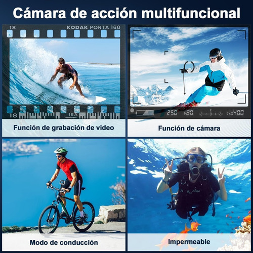 Cámara De Acción 4k Casco Moto 35m Wifi 12mp Viaje Seguro Negro