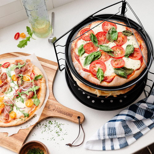Chef Pomodoro Pizza Hornebing Con 3 Sartenes De Pizza Y De