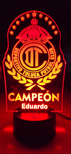 Lampara Toluca Campeon Nombre Personalizable Fan 16 Colores Negro