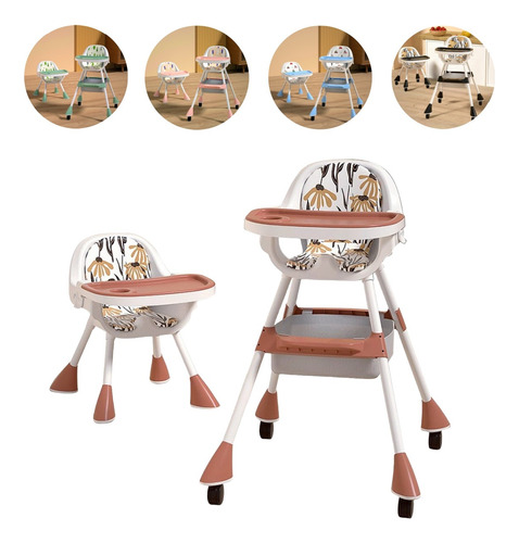 Ajustable Silla Alta Periquera Para Bebé Con Bandeja Silla Para Bebe 3 En 1 Marrón