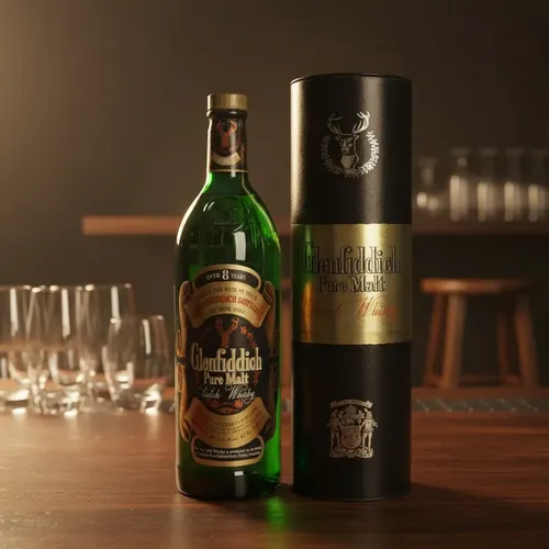 ④Glenfiddich Pure Malt Scotch Whiskey750 Glenfiddich Pure Malt Scotch Whisky - 08 Anos - Raro Anos 70