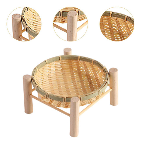 Bandeja De Cesta De Bambú, Bandeja Para Servir, 18cm Madera