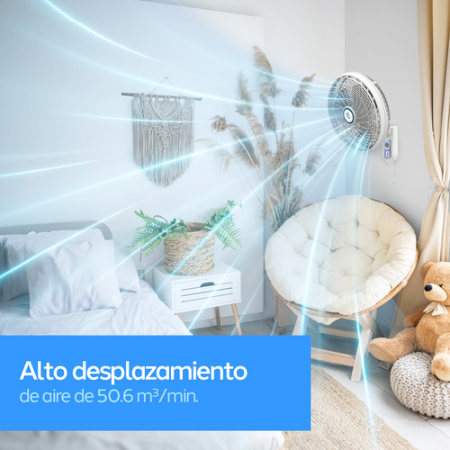 Ventilador De Pared Navia M016p Gris, 3 Aspas 40.64 Cm Gris Gris Plástico 3