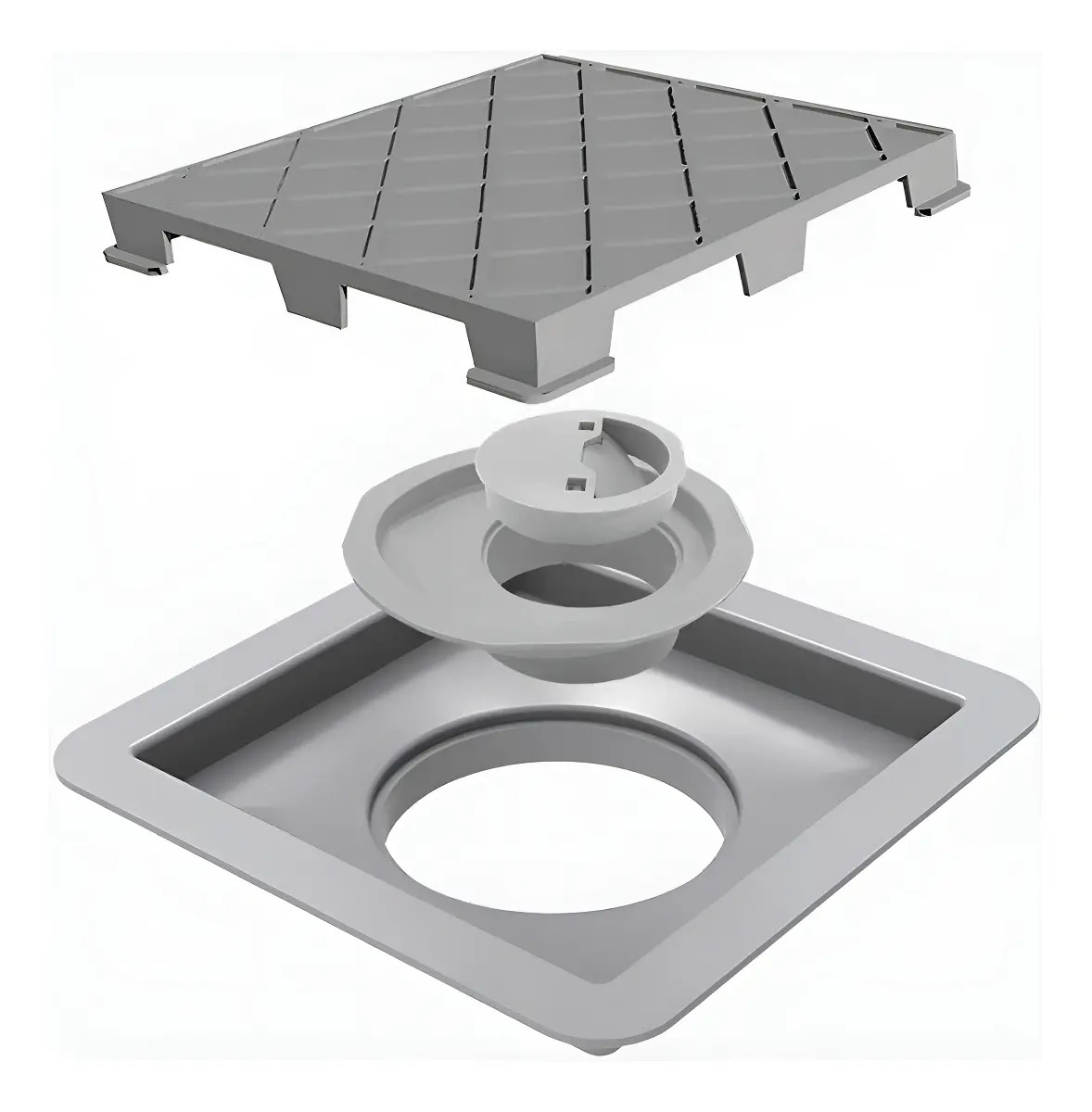 Ralo Linear Novii Quadrado Tampa Oculta 15x15cm PVC Banheiro