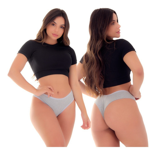 Imagem 7 de 10 de Tanga Fio Duplo Gabi Algodão Penteado Kit 10