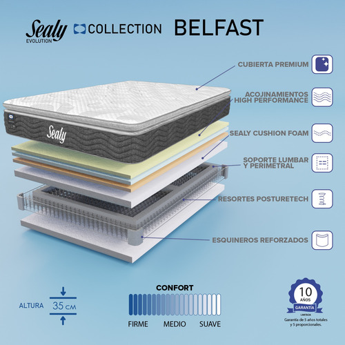 Colchon King Size Sealy Cushion Foam Ortopedic Evolution