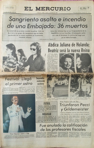 Antiguo Diario El Mercurio 1 Febrero 1980 (d77