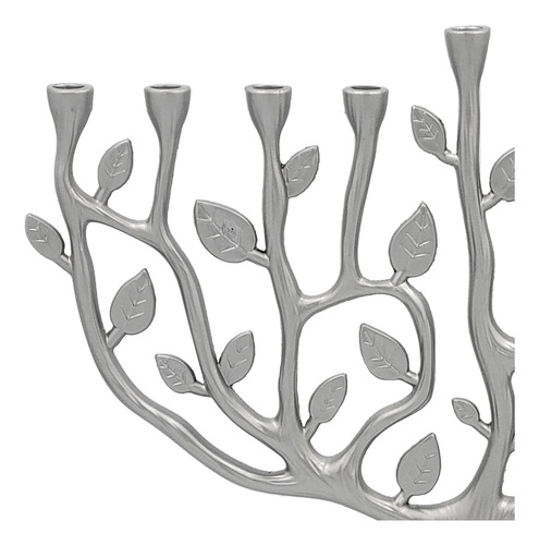 Menorah Tree Of Life Con Acabado Plateado Y Dorado Envejecid