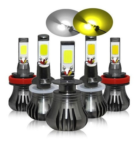 Par Ampolletas Led H11 H8 H9 Blanco-amarillo Bi-color Cob