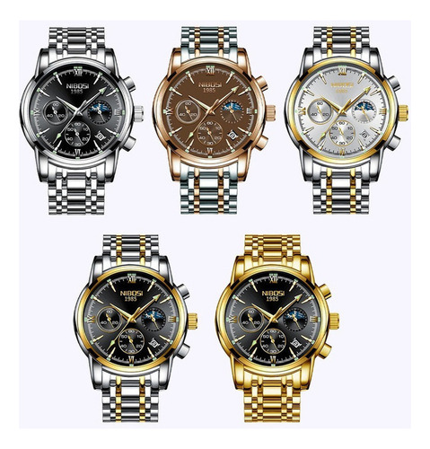 Reloj Luminoso Con Calendario Cronógrafo Nibosi 2516