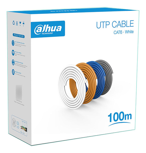 Rollo De Cable Utp Cat 6 Dahua 100 Metros Exterior Cobre