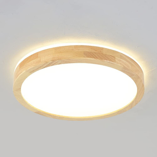 Vikaey Lampara Techo Led Moderna Madera Roble Acrilico Cerca