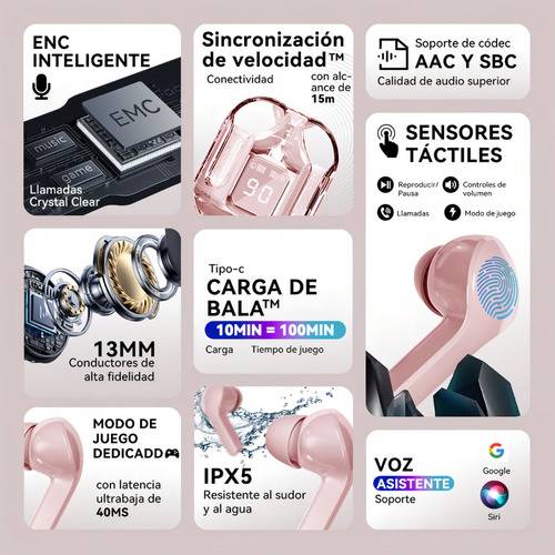 Auriculares Bluetooth Inalámbricos Tws 5.3 Hifi Hd Calidad C