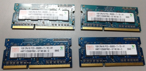 Imagen 1 de 3 de Memoria Ram Laptop Ddr3 1gb Pc3-8500 1060mhz Sodimm C1-19