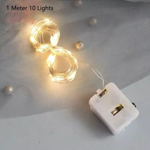 Imagen 9 de 9 de Guirnalda Luz Led Alambre De Cobre Luz Intermitente 2m X10ud