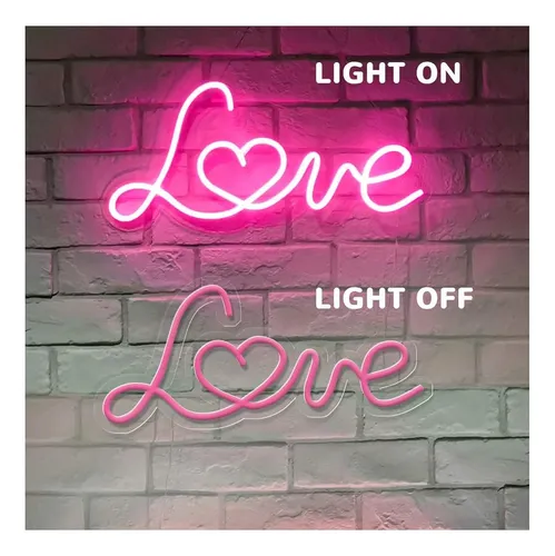 Britrio Led Neon Light Sign, 17x8 Pink Love Neon Sign Wall H 1