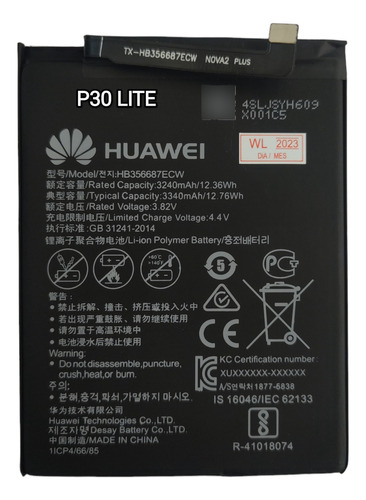 Bateria Huawei Hb356687ecw Honor 7x 8x P30 Lite Mate 10 Lite