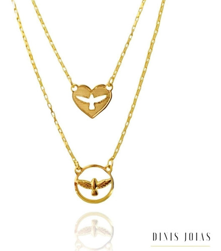 Cordón de cadena doble Divino Espirito Santo, chapado en oro