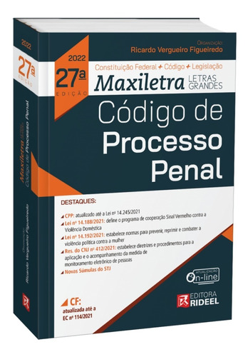Código De Processo Penal + Constituição - Maxiletra Rideel