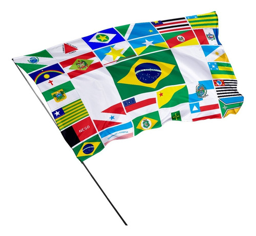 Bandeira Com Os Estados Brasileiros 1,45m X 1,0m Cor