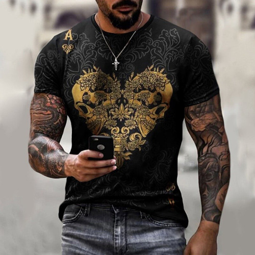 Asz Men Camiseta De Manga Corta Con Estampado 3d De Póquer